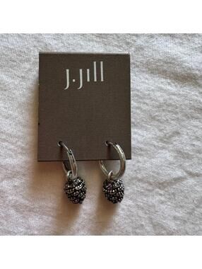 J.Jill silver textured drop earrings minimalist boho chic